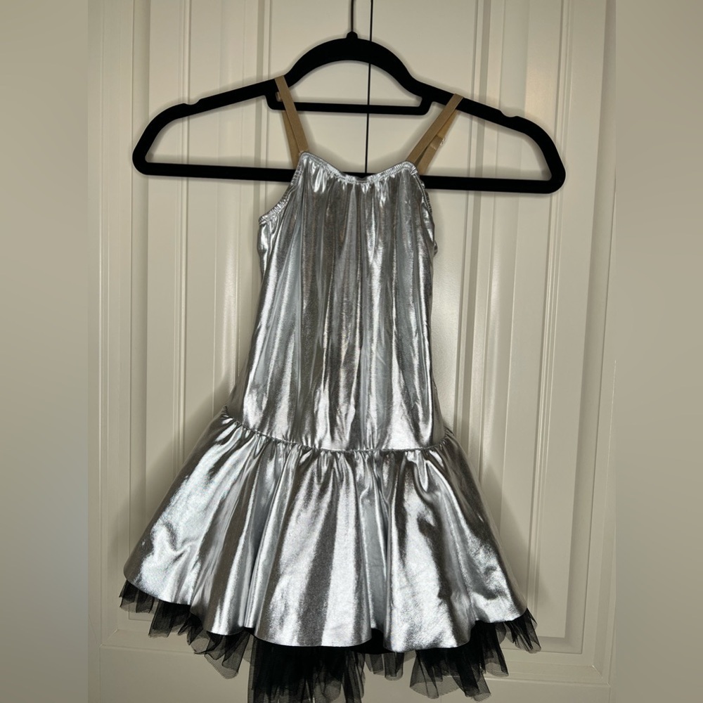 Curtain Call Adjustable Silver Foil TuTu with Shorts Dance Costume Size 10/12